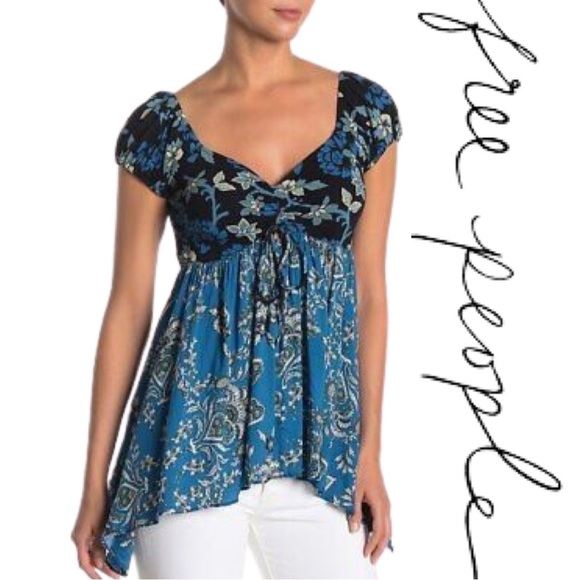 Free People Tops - 🎩🗝️ NWT $78 Free People La Bamba Babydoll Top Black Combo